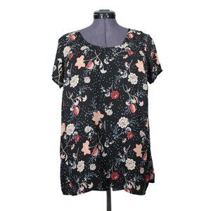 Torrid women's floral print georgette pleated back‎ short sleeve blouse 00